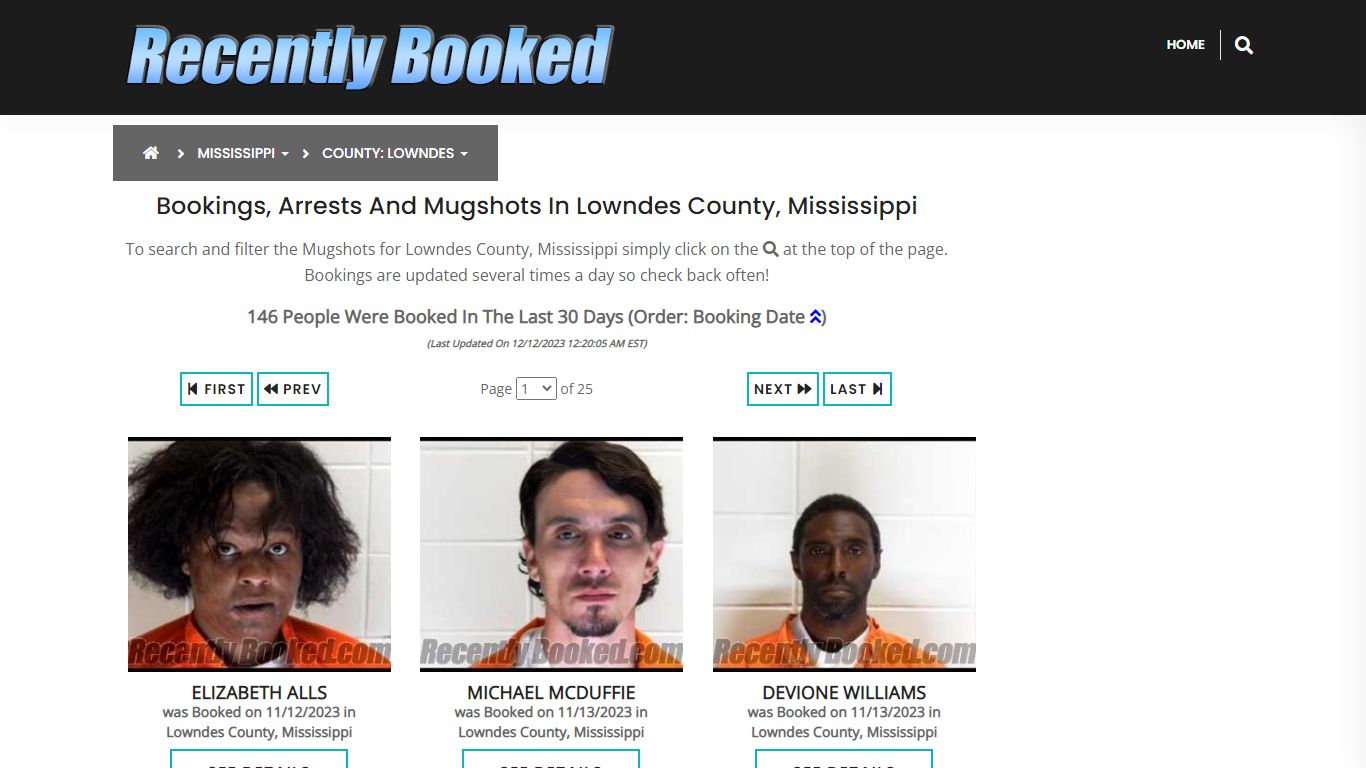 Bookings, Arrests and Mugshots in Lowndes County, Mississippi